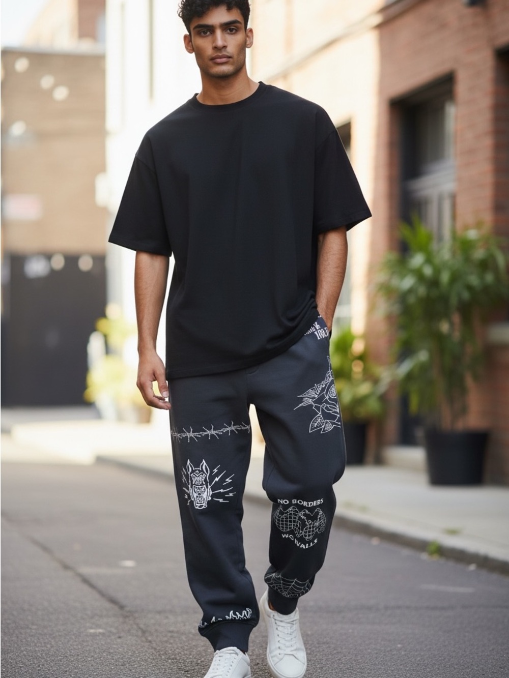 Ninth Hall Mens Large Gray Athletic Gym Grunge Y2K Casual Jogger sweatpants Med